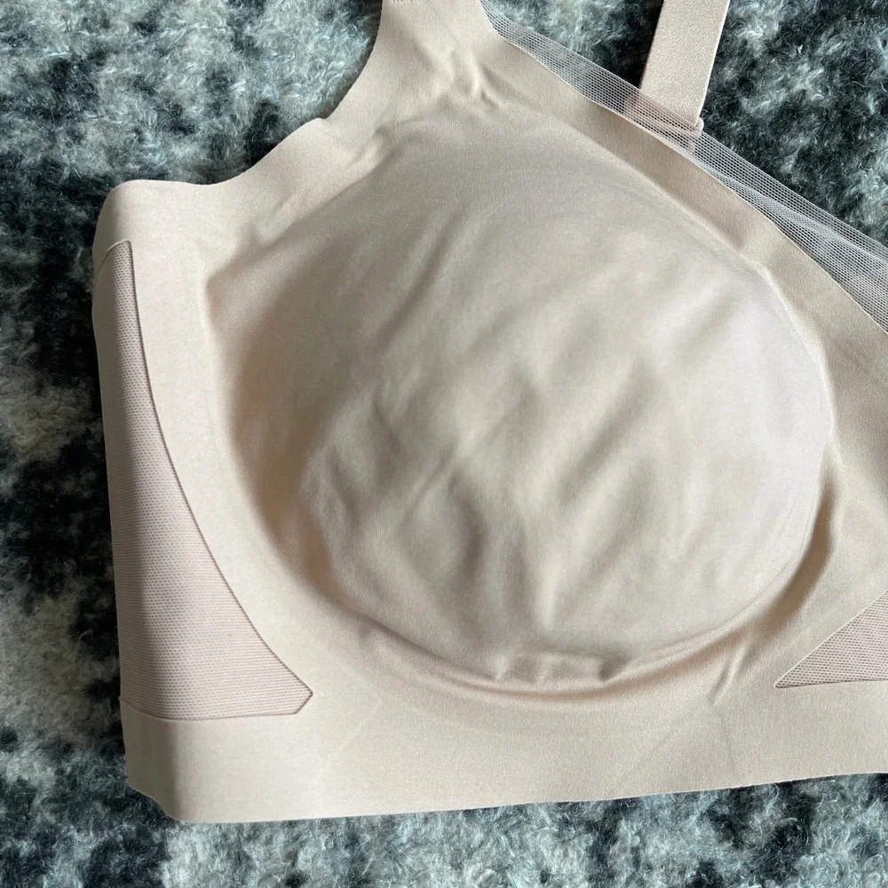 NWT Honeylove Crossover Bra Sz 1X Sand Beige Nude Wireless Mesh Seamless Support